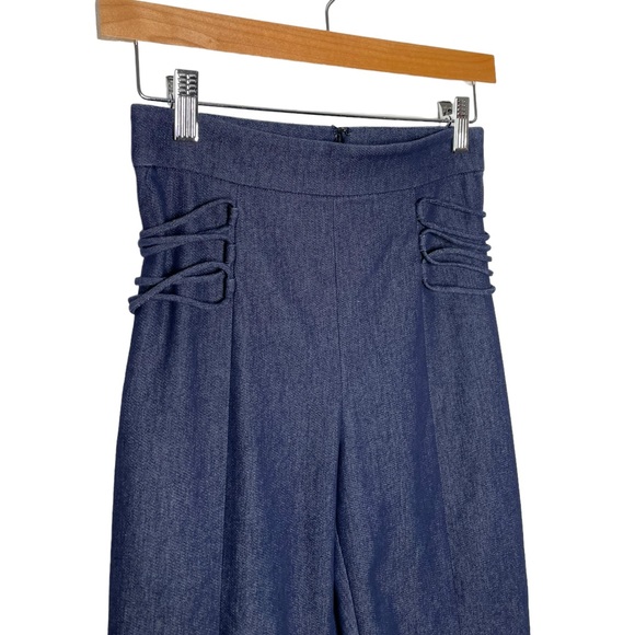 Cushnie et Ochs | Lace Up Wide Leg Denim Trousers 0 - Picture 3 of 9